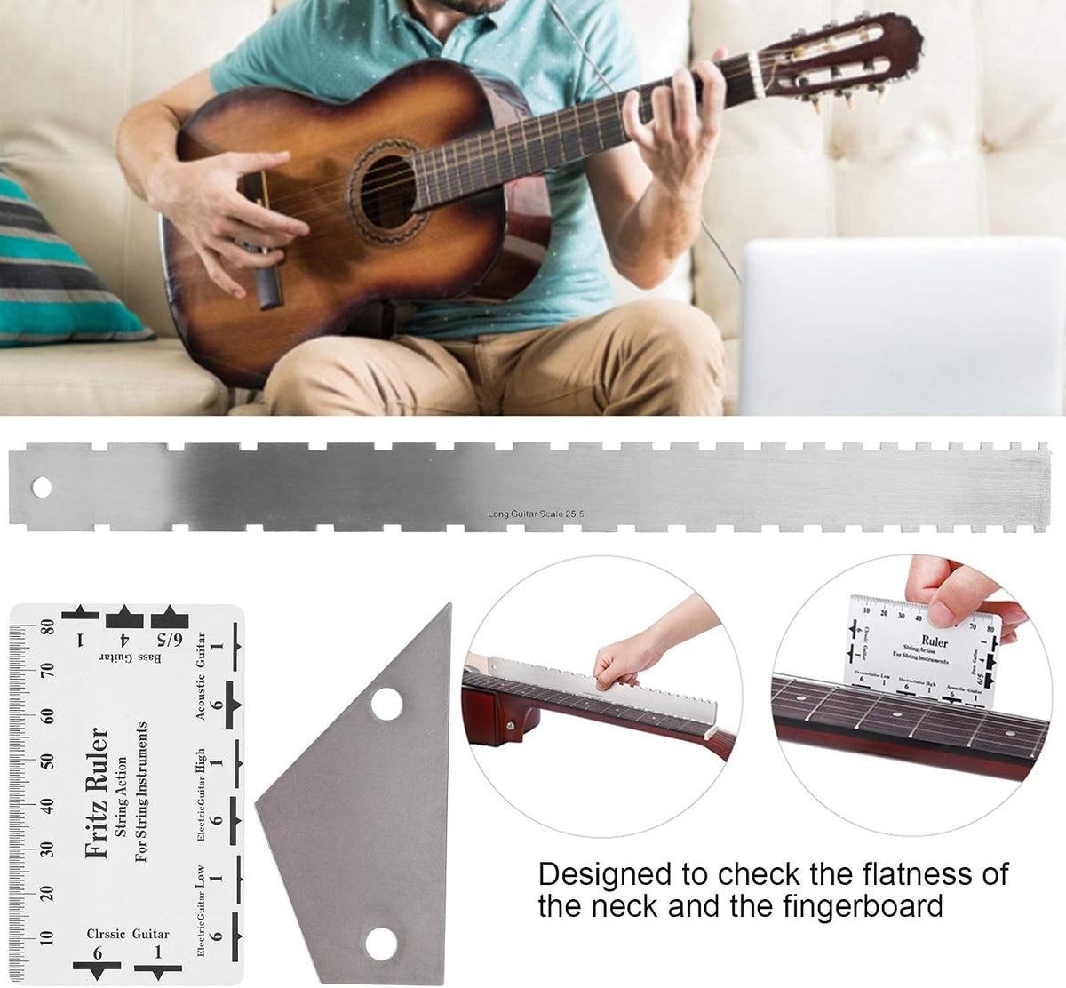 Cyllde string action ruler measuring string height