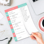 Close-up of the tear-off perforated to-do list notepad on the planner.
