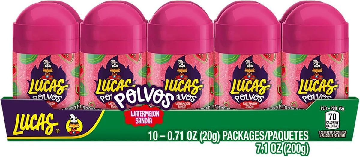 Lucas Powder Watermelon Flavored Candy, 0.71oz - 10 Pieces Pack for Treats, Fruit, Parties, Piatas - Image 10