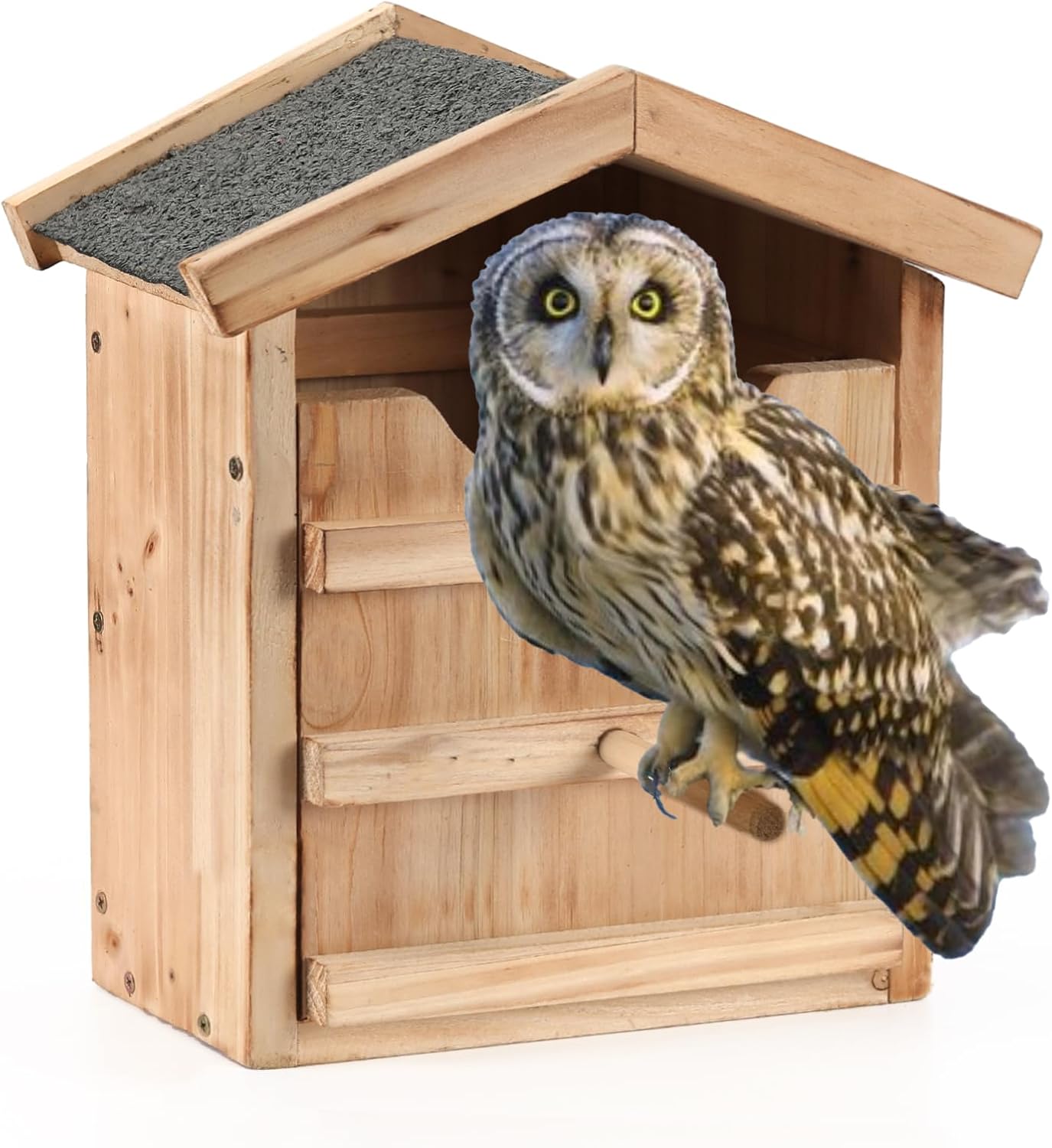 YYYUAN owl house front view cedar wood nesting box