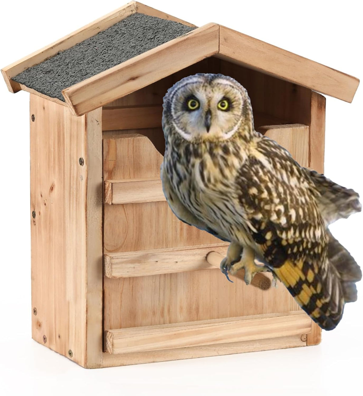 YYYUAN owl house front view cedar wood nesting box