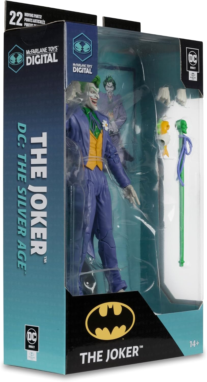 McFarlane Toys - DC Direct The Joker (DC: The Silver Age) 7in Action Figure Digital Collectible | DC Direct Digital 7 Inch Action Figure Wave 3 - The Joker (DC: The Silver Age) - Image 9