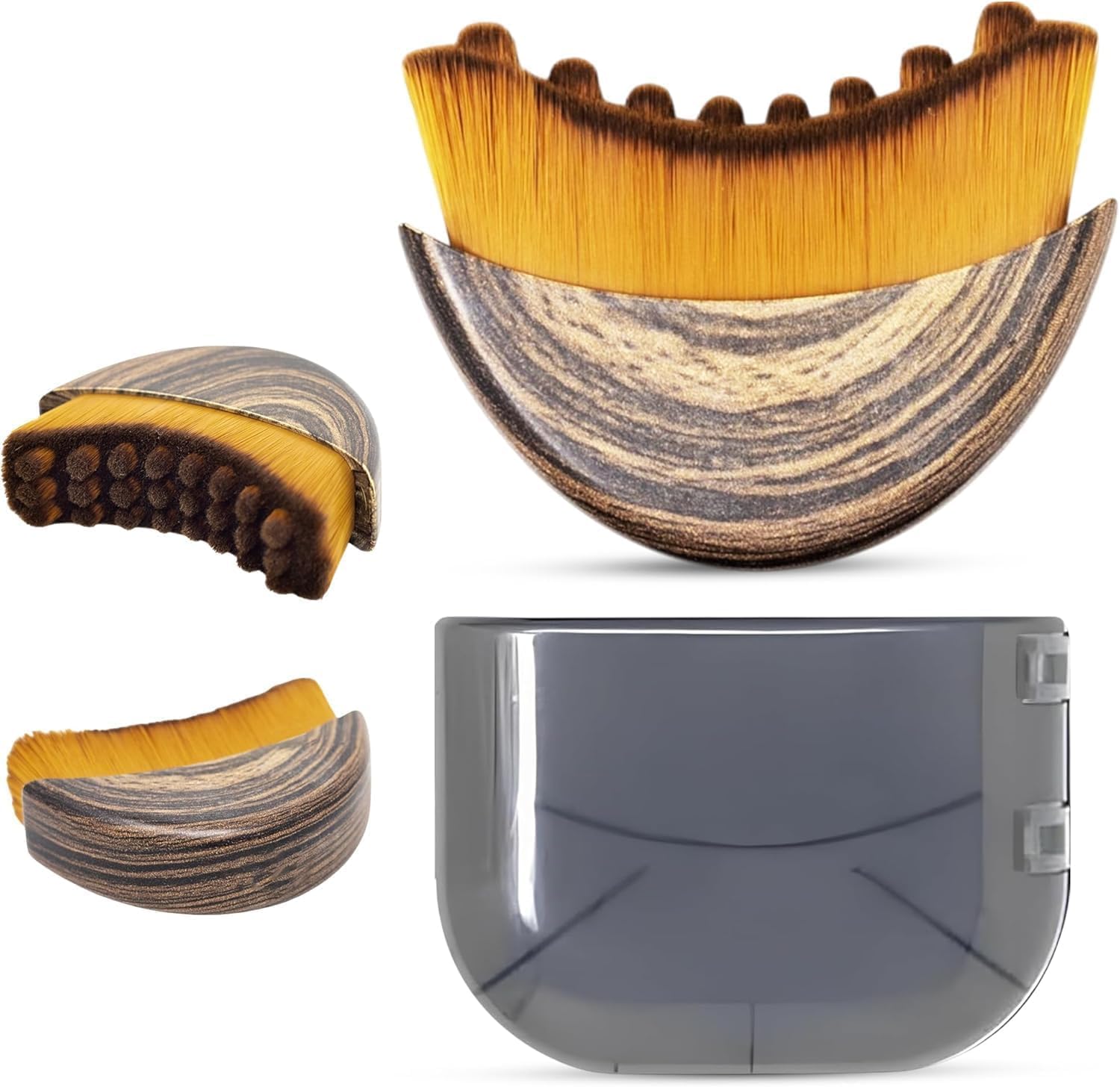 LORSHEL Lymphatic Contour Face Brush front view showing ergonomic curved bristle head for facial sculpting and drainage.