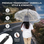 Omabeta clear auto open close umbrella folded view