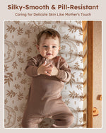 Unnivoll fitted crib sheet folded showing microfiber texture