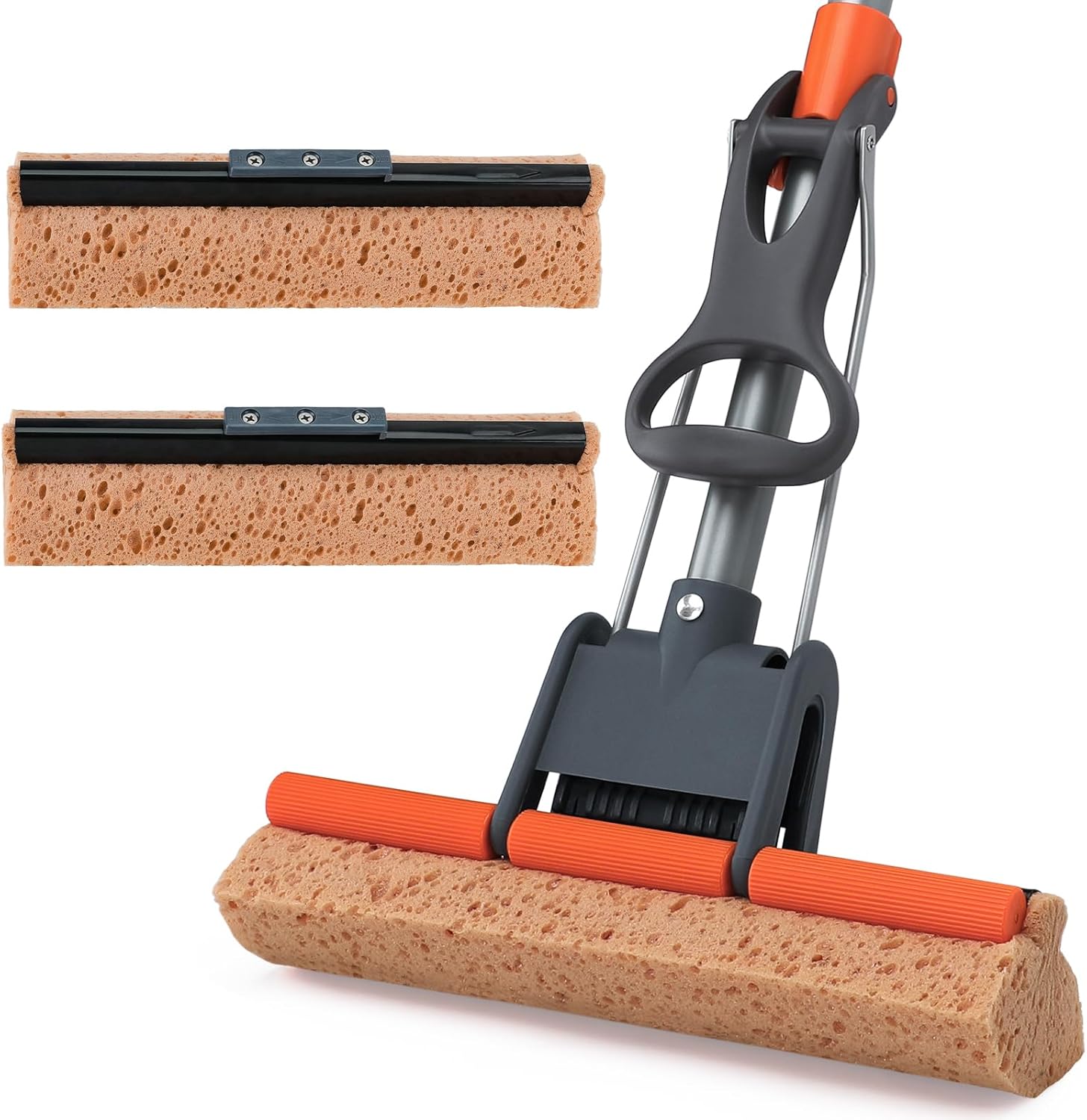 KalTell sponge mop front view showing the self squeezing double roller mechanism.