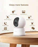 Arenti 4MP pet camera displaying pan tilt capability for smart home monitoring.