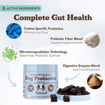 Back label showing ingredients and directions for dog gut health chews