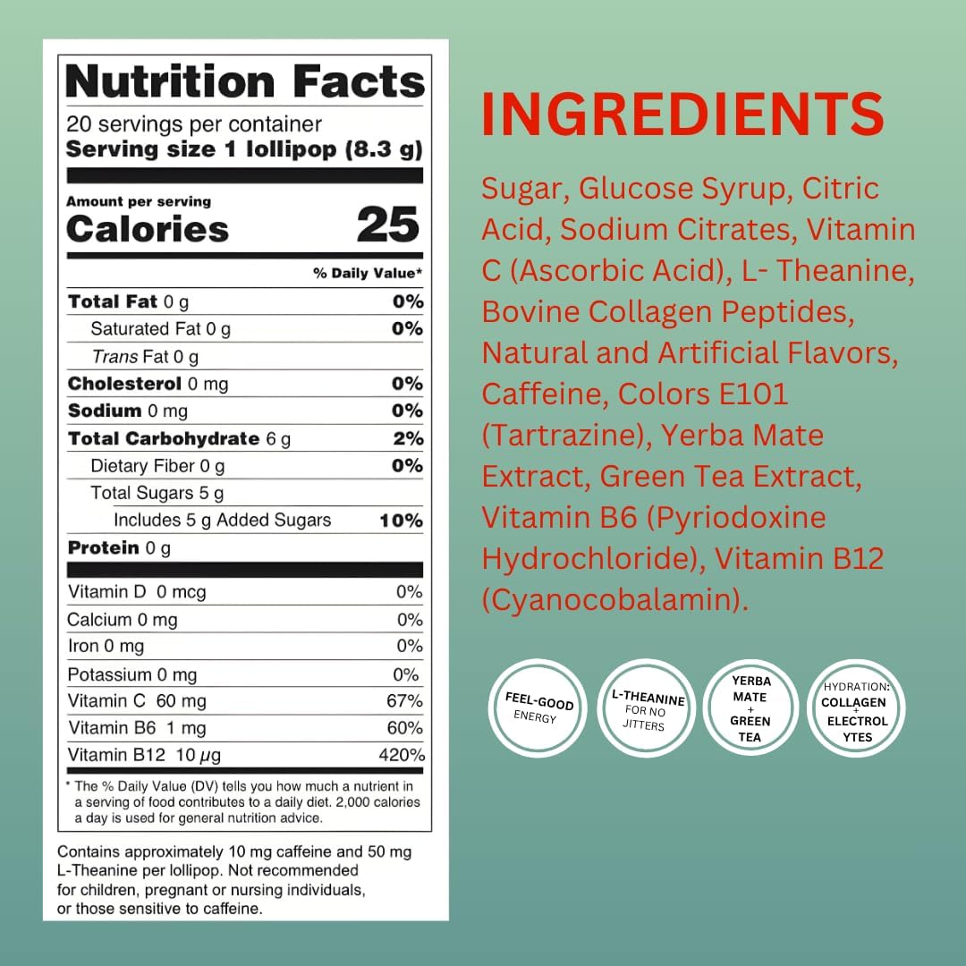 Mollipop plant based functional energy candy lollipops individually wrapped