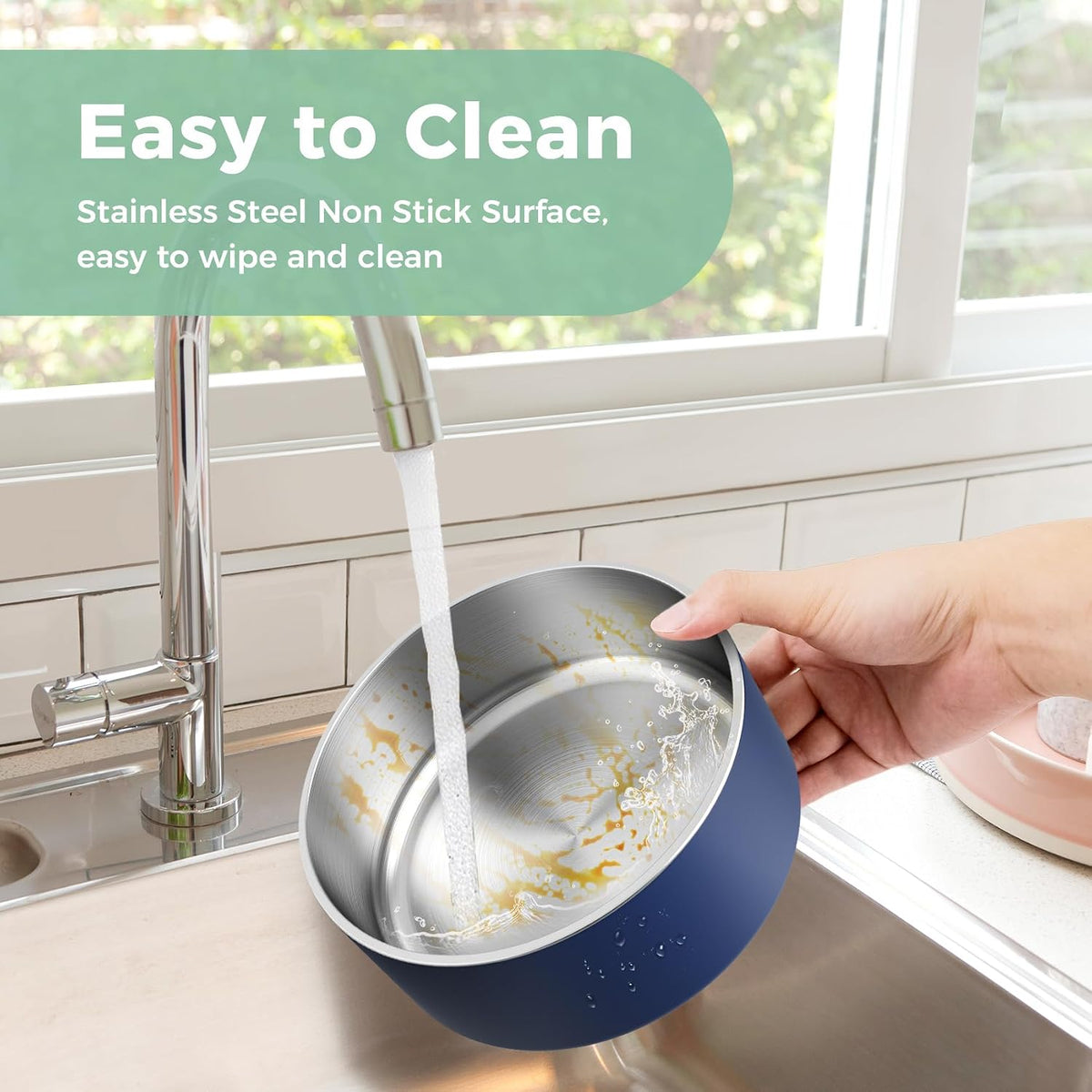 LIHONG stainless steel food bowl filled with kibble