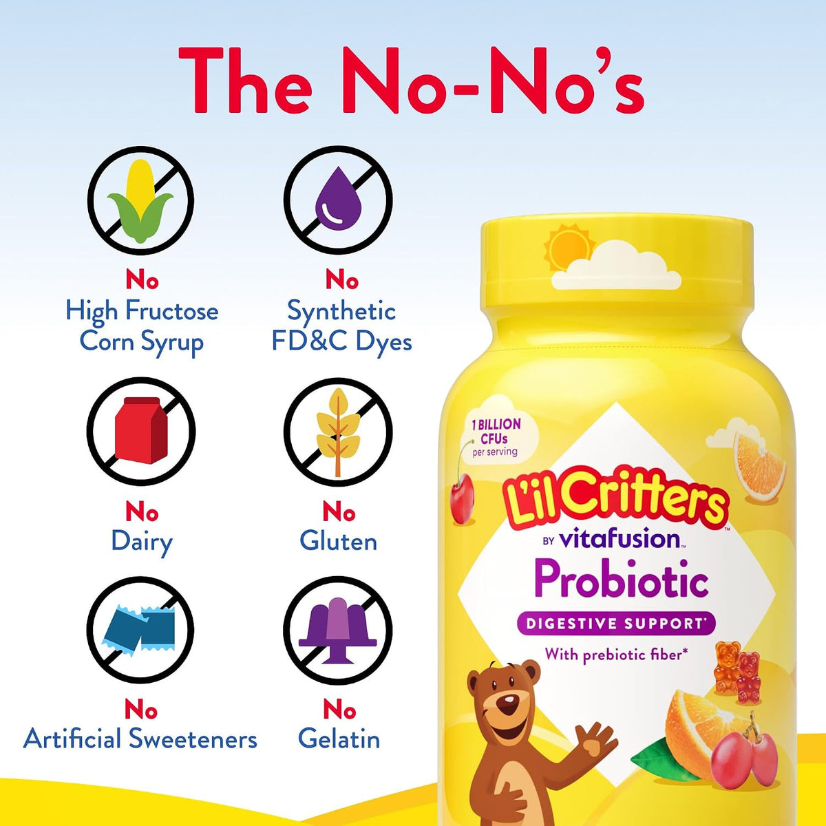 Authentic L'il Critters bear formula probiotic gummies 60 count for children