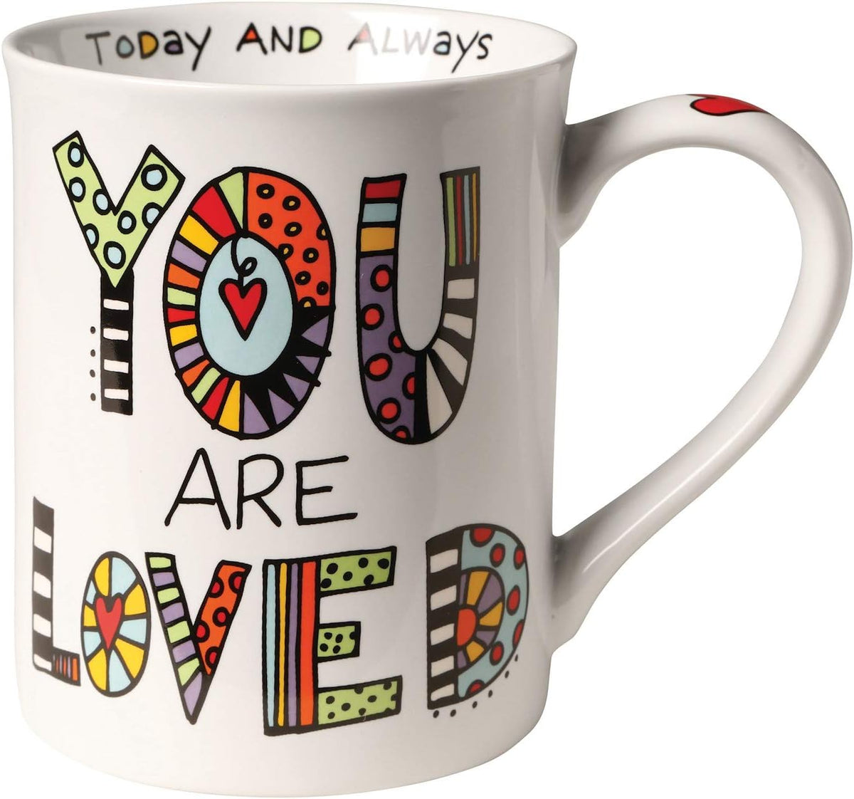 Enesco Our Name Is Mud You Are Loved porcelain mug front view with typography
