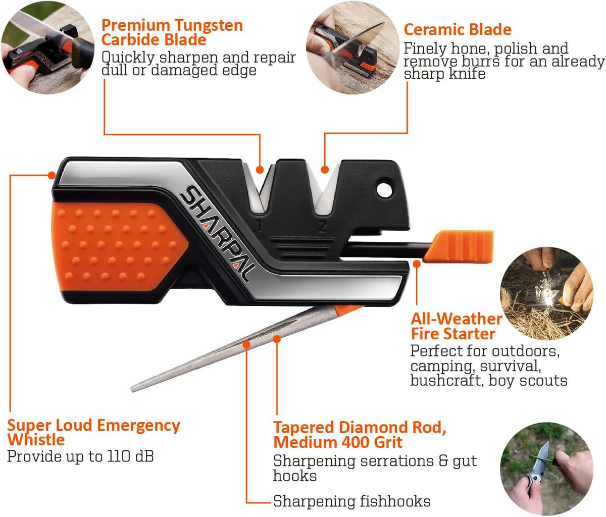Sharpal 101N knife sharpener showing sharpening slots