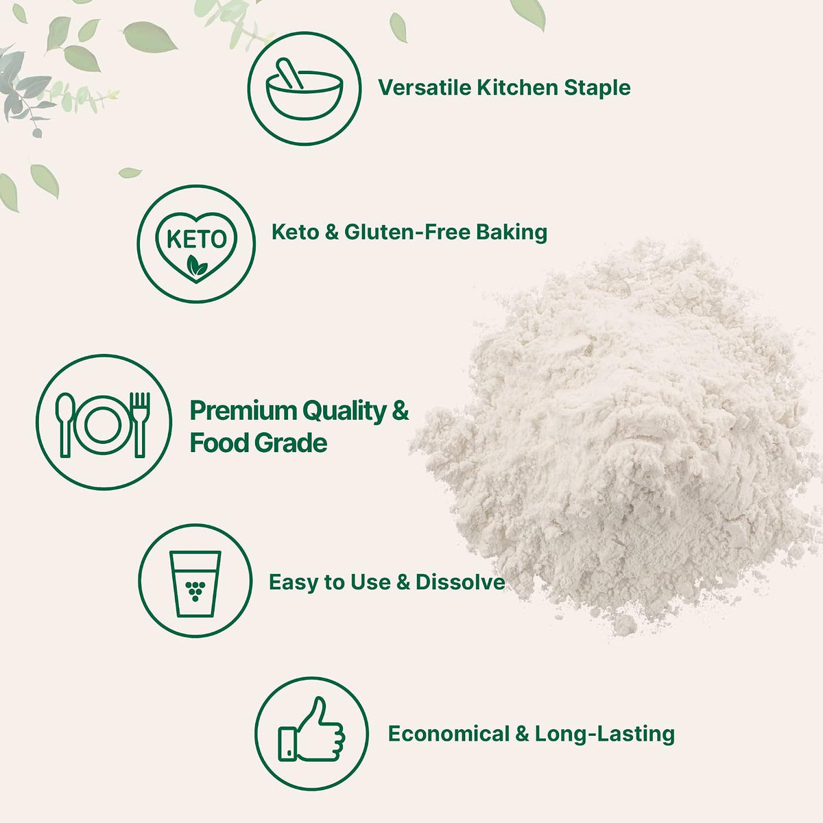 Micro Ingredients xanthan gum powder measuring spoon showing recommended serving size