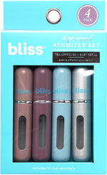 Bliss pocket size cologne travel container set with caps off.