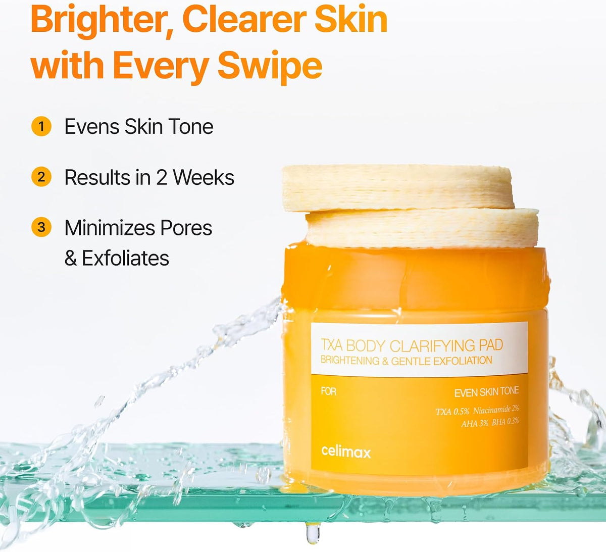 Celimax underarm exfoliating treatment pad showing the soft embossed side.