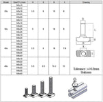 SDY hammer head T screw stud angled perspective