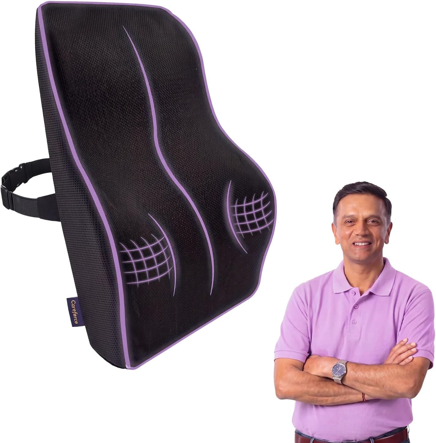 Careforce back support memory foam cushion front view ergonomic design