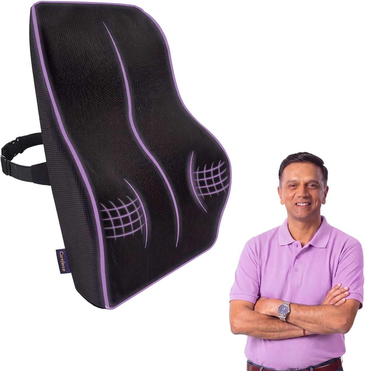 Careforce back support memory foam cushion front view ergonomic design