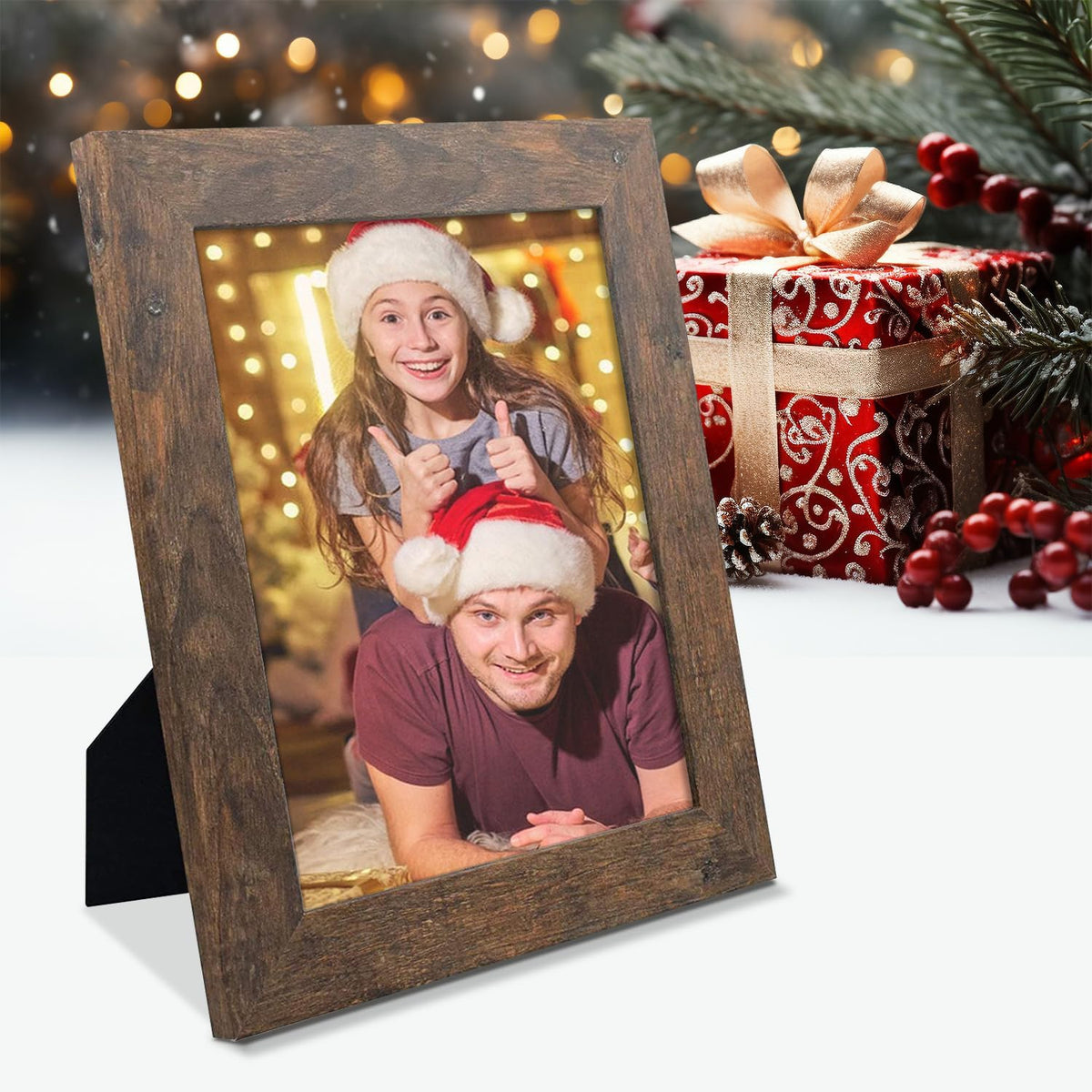 2 Pack 8x10 Picture Frames in Brown, Real Glass, Wall&Tabletop Display | Wide Molding, 8 by 10 Photo Frame with Back Hangers, Country Wood Grain Style, Great for Photos, Gift, Pictures, Wedding - Image 9