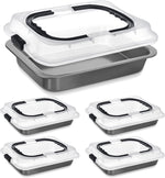 Qinyoung 2 Pcs Cake Baking Pan with Lid and Handle, 9 x 13 Inch Non-stick Rectangle Sheet Cake Pan Carrier for Brownie Roasting Cooking Baking (Black Gray) - Image 9