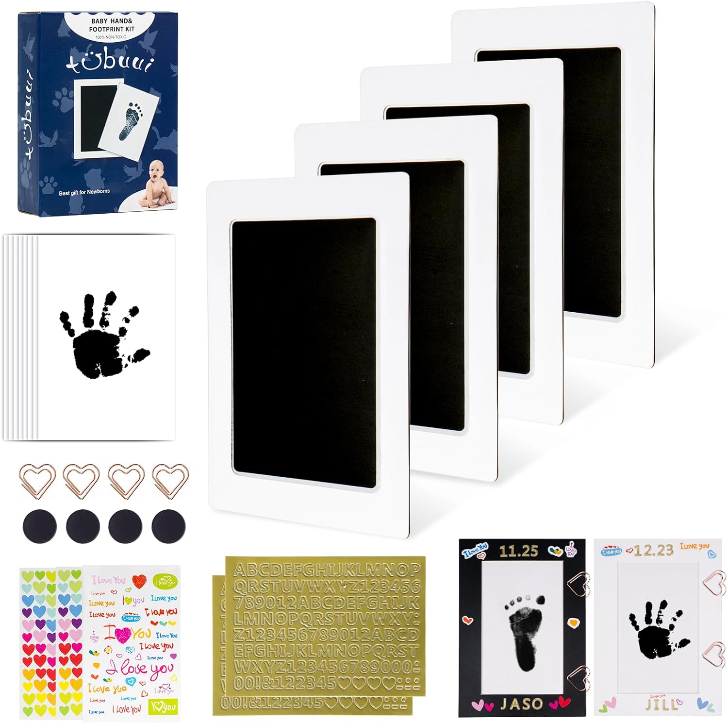 Tubuui inkless baby hand and footprint kit front view showing clean touch ink pad