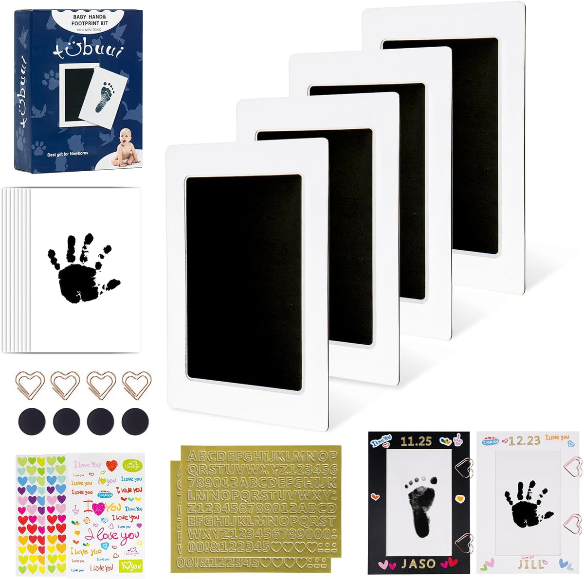 Tubuui inkless baby hand and footprint kit front view showing clean touch ink pad