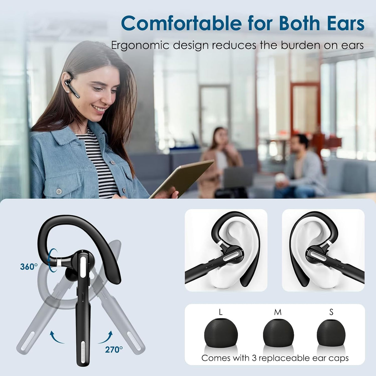 Icomtofit wireless Bluetooth earpiece side profile