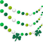 Tatuo St Patricks Day felt pom pom garlands front view hanging on mantelpiece