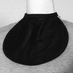 Romet Blouse-Neck Stoma Cover Black front view showing breathable mesh texture for laryngectomy care.