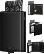 VULKIT Pop up Card Wallet Minimalist Cash Wallets RFID Blocking Leather Smart Credit Card Holder with ID window for Men(Brown) - Image 10