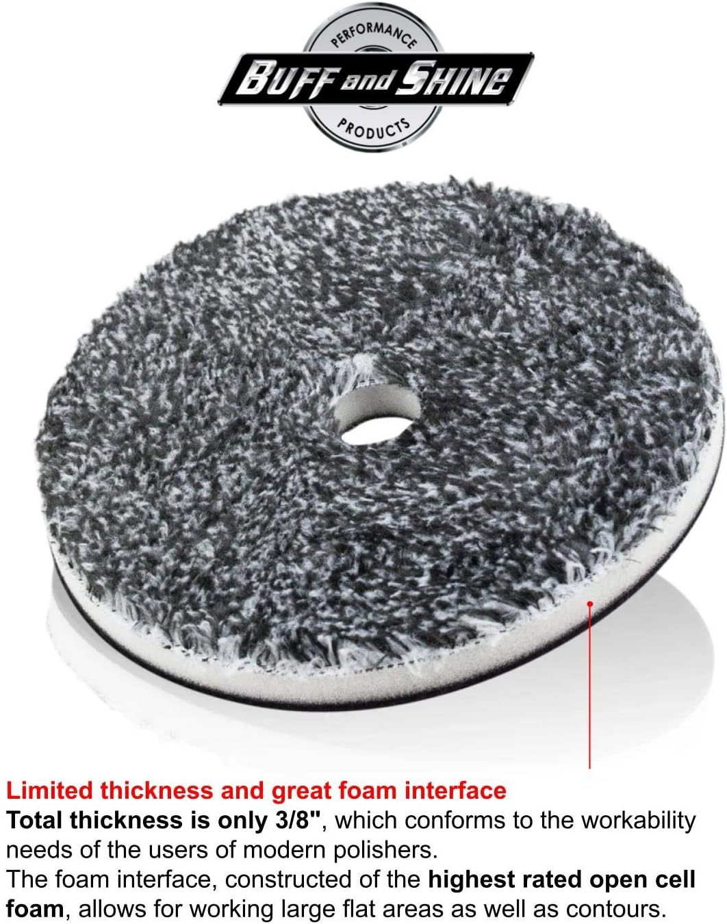 Buff and Shine Uro-Fiber pad angled side profile for polishers