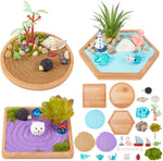 Webeedy Japanese Miniature Zen Garden Kit front view with beach accessories.