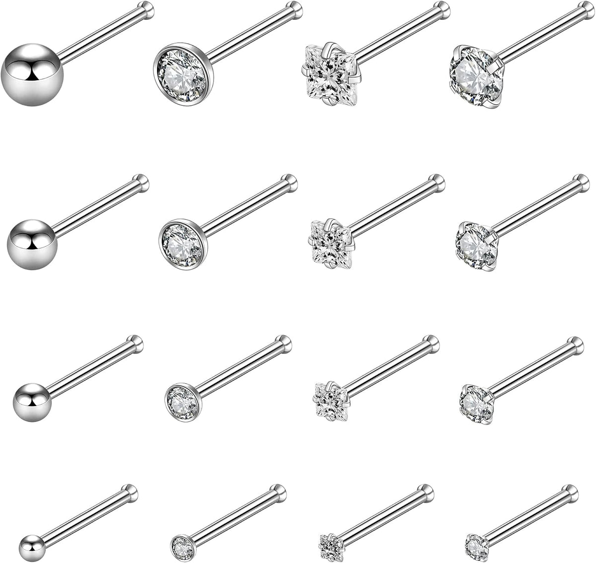 16pcs 20g Stainless Steel Nose Stud for Women 20g Nose Ring Surgical Steel for Men Body Piercing Jewelry - Image 10