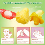 Amos Peelerz variety pack candies unpacked highlighting the realistic fruit shapes
