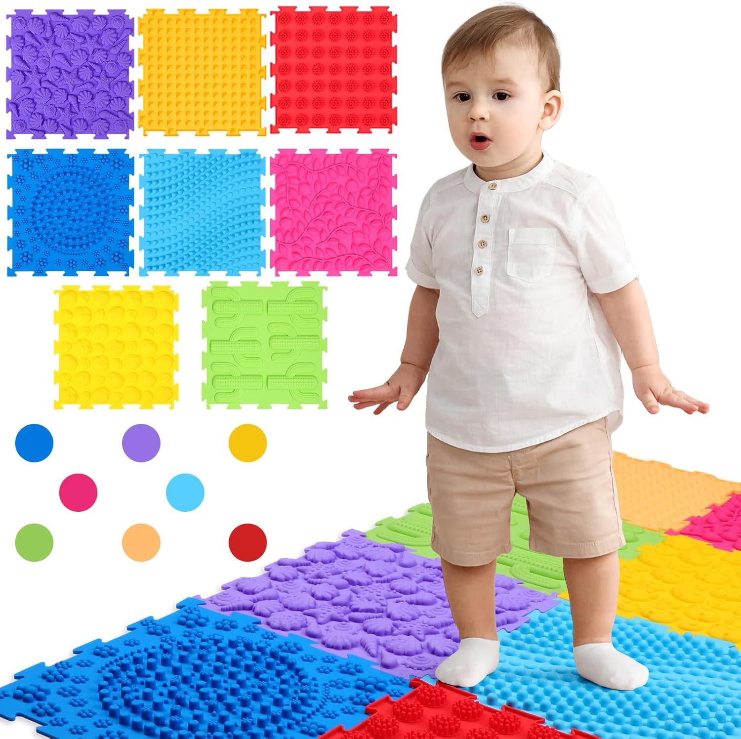 GlikCeil 8 Pcs Sensory Mats for Autistic Children set displayed