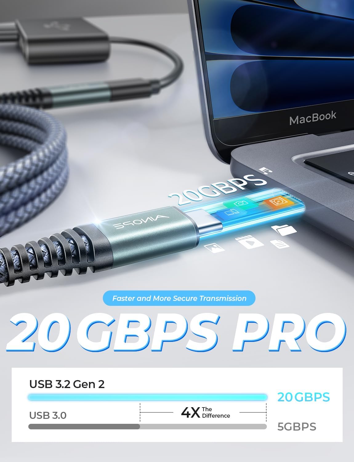 AINOPE USB C Extender demonstrating fast charging capability