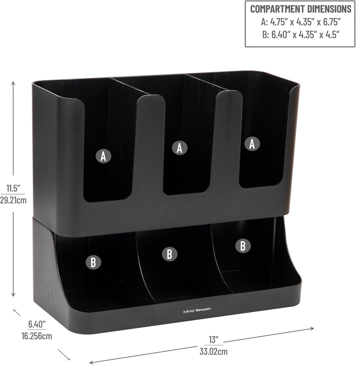 Mind Reader countertop caddy with cups and lids loaded