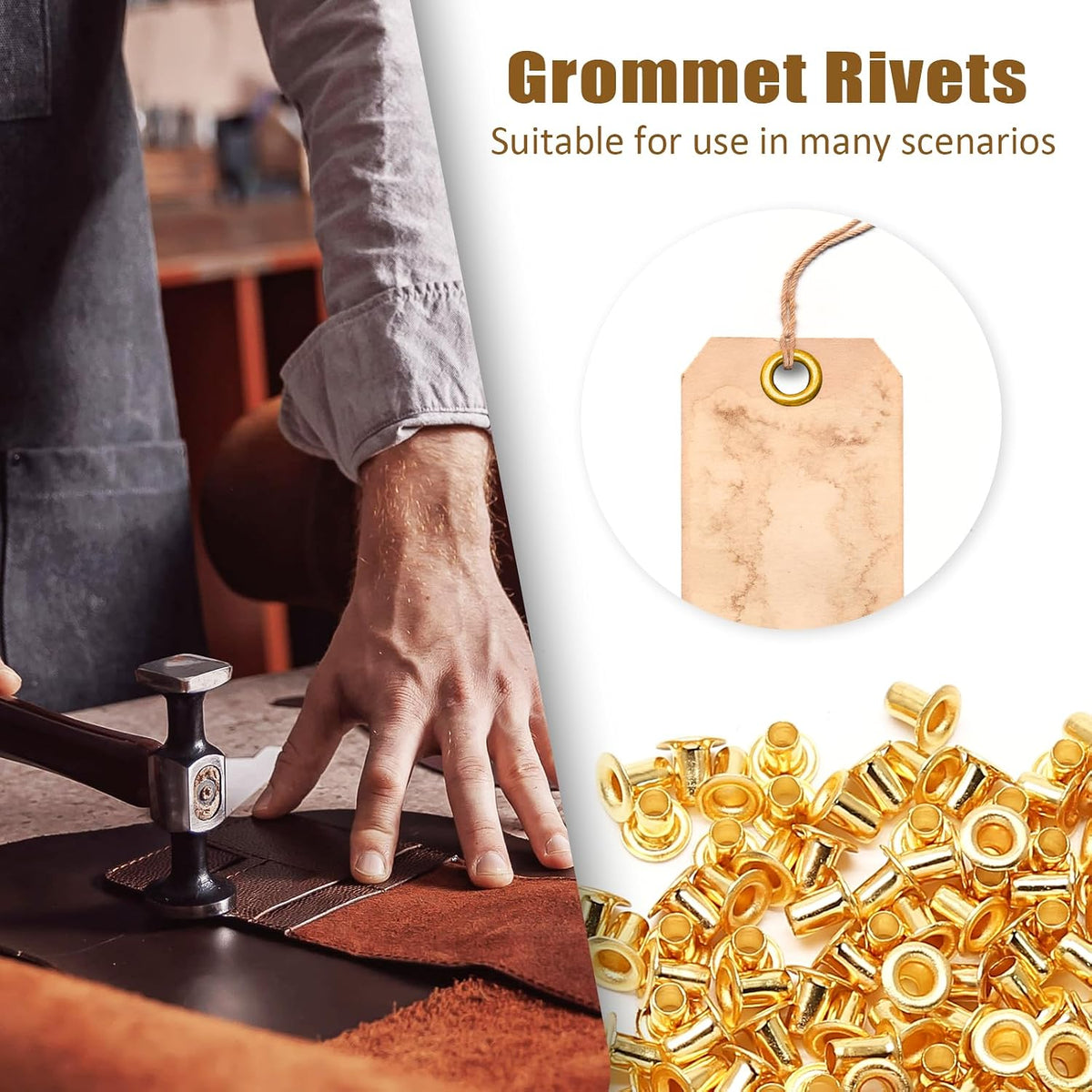 Litoexpe brass grommets arranged for bead cores and jewelry making