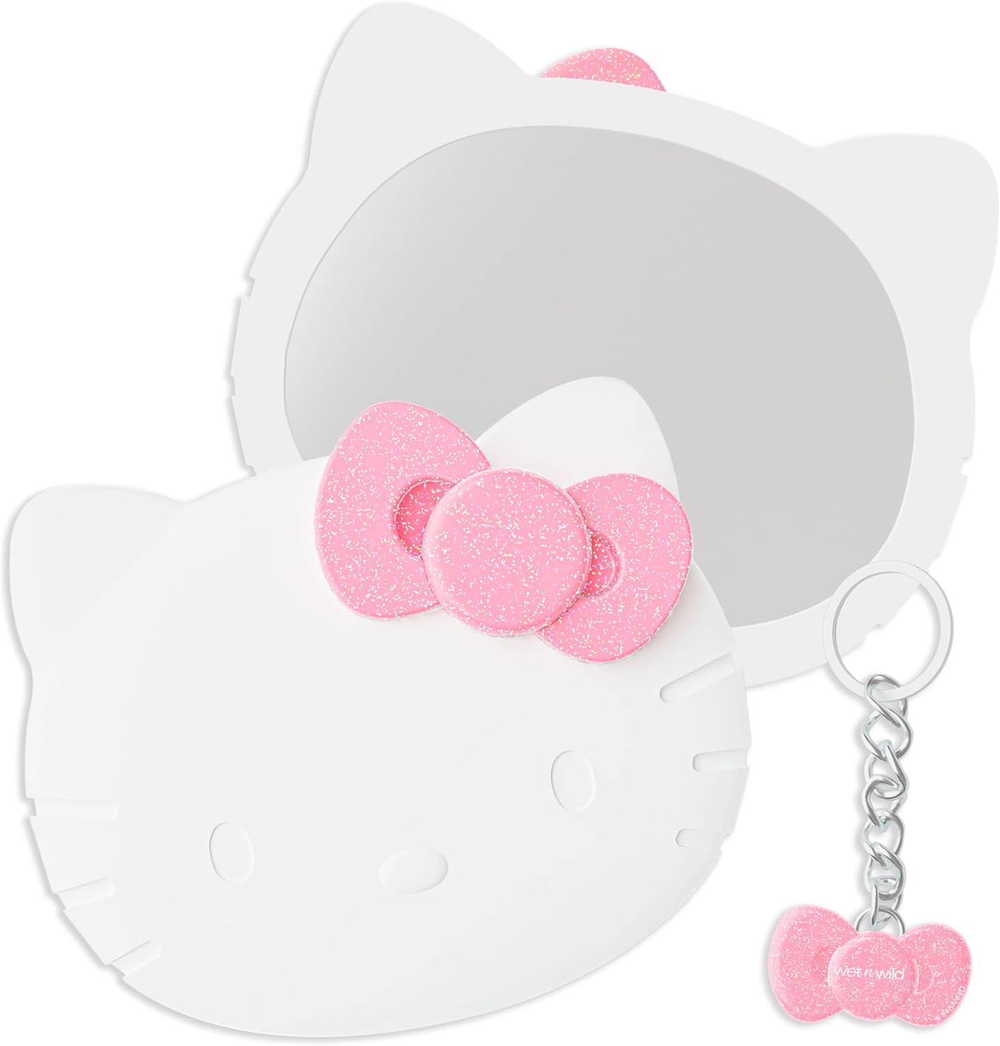 Wet N Wild Hello Kitty Collection mirror and keychain duo front view showing the kitty shaped design