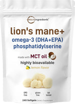 Micro Ingredients Lion's Mane Omega-3 softgels front view pouch packaging