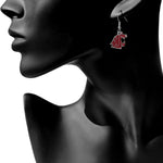 Siskiyou NCAA team logo chrome dangle earrings detailed close-up view