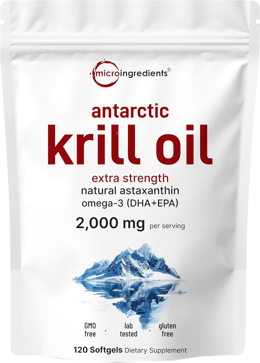 Micro Ingredients Antarctic krill oil supplement front view bottle