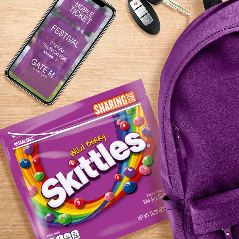 Skittles Wild Berry 15.6 Ounce sharing size bag on a table