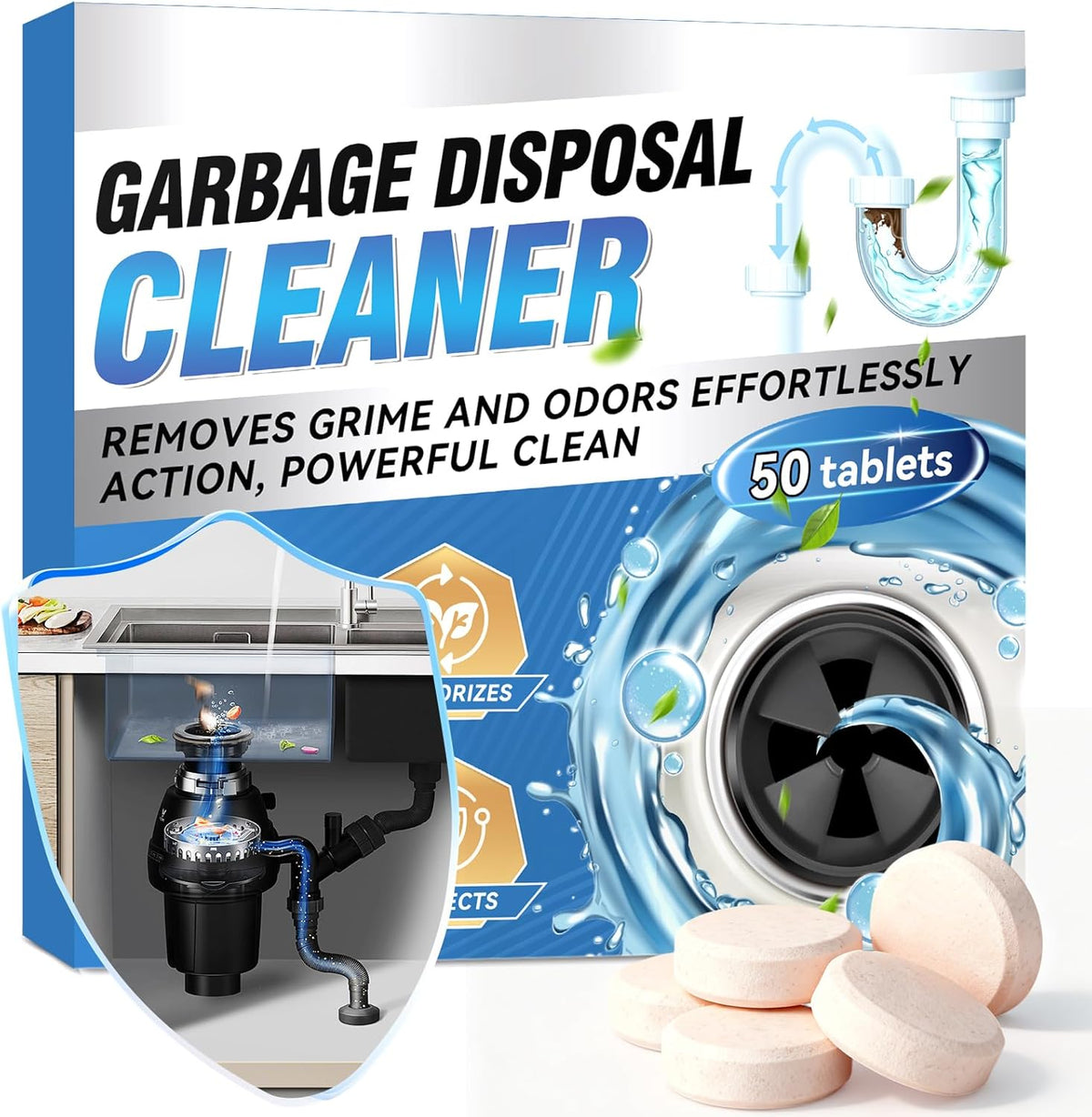 Wonshine Garbage Disposal Cleaner and Deodorizer 50 Count pack front view