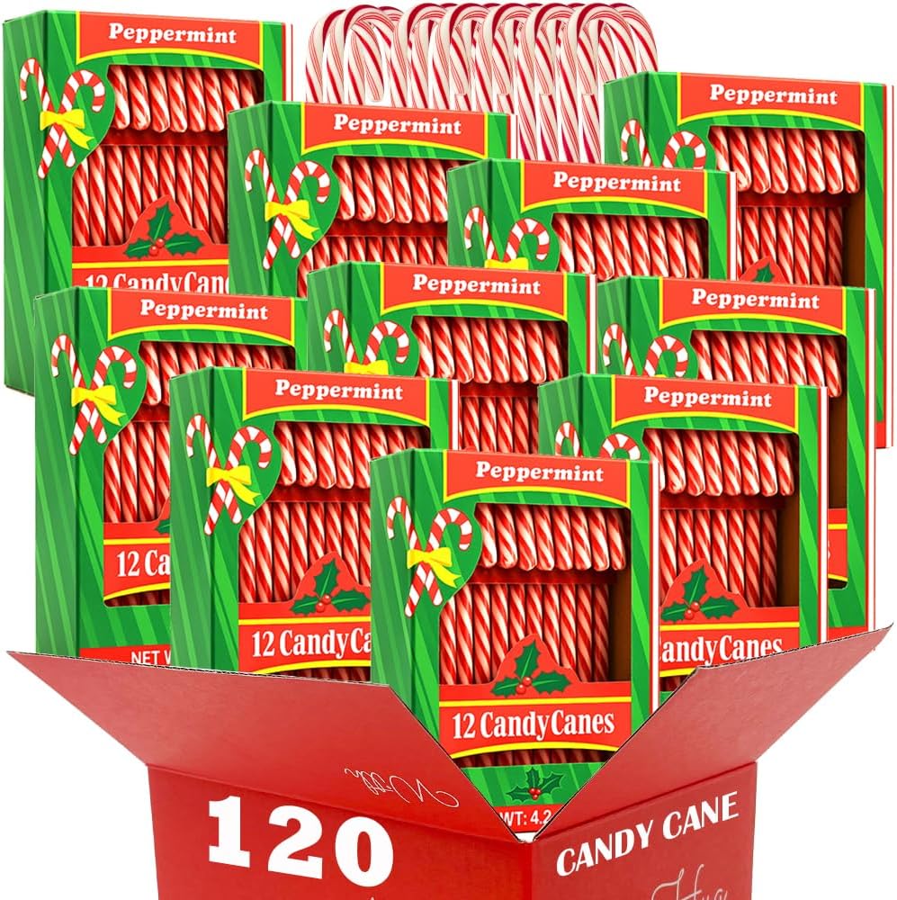 Cougar peppermint candy canes front view of the festive wholesale bulk box