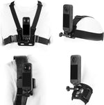 BRDRC Accessories Kit front view showcasing the full action camera mounting bundle laid out with chest harness and head strap