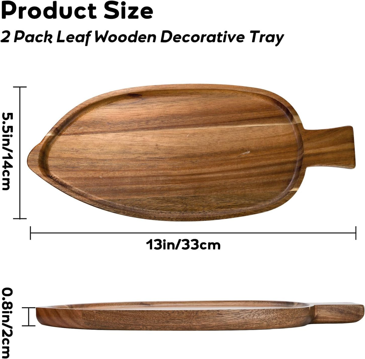Youeon wooden platters displayed side by side showcasing the leaf contour
