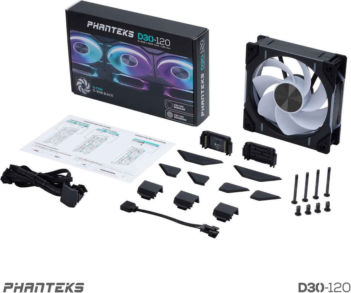Phanteks D30 120mm Reverse Airflow ARGB PWM PC Fan, Daisy-Chain, Black - Image 9