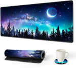 AIMSA Extended Gaming Mouse Pad, XL Large Keyboard Mouse Mat Desk Pad with Stitched Edges, Durable Non-Slip Base Landscape Mousepad for Home Office, 35x15.7inch, Pine Tree Mountains - Image 12